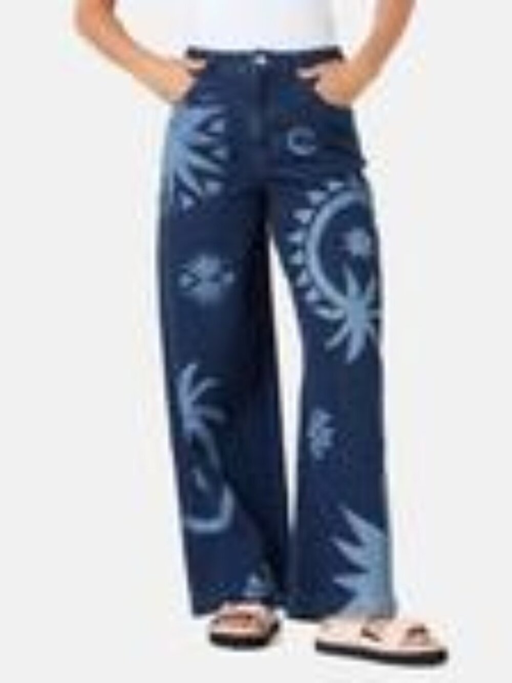 Gorman Women's Blue and Navy Tropical Print Jeans. US 8
